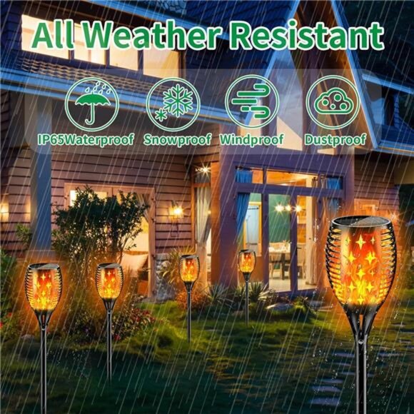43'' Large Solar Torch Lights Flickering Flames Torches, Waterproof - Picture 2 of 7